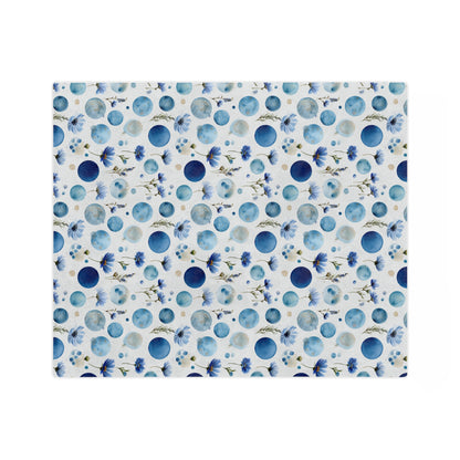Blue Circle Flowers - Velveteen Microfiber Blanket