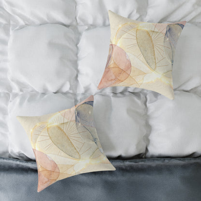 Sunlit Watercolor Bloom - Square Poly Canvas Pillow