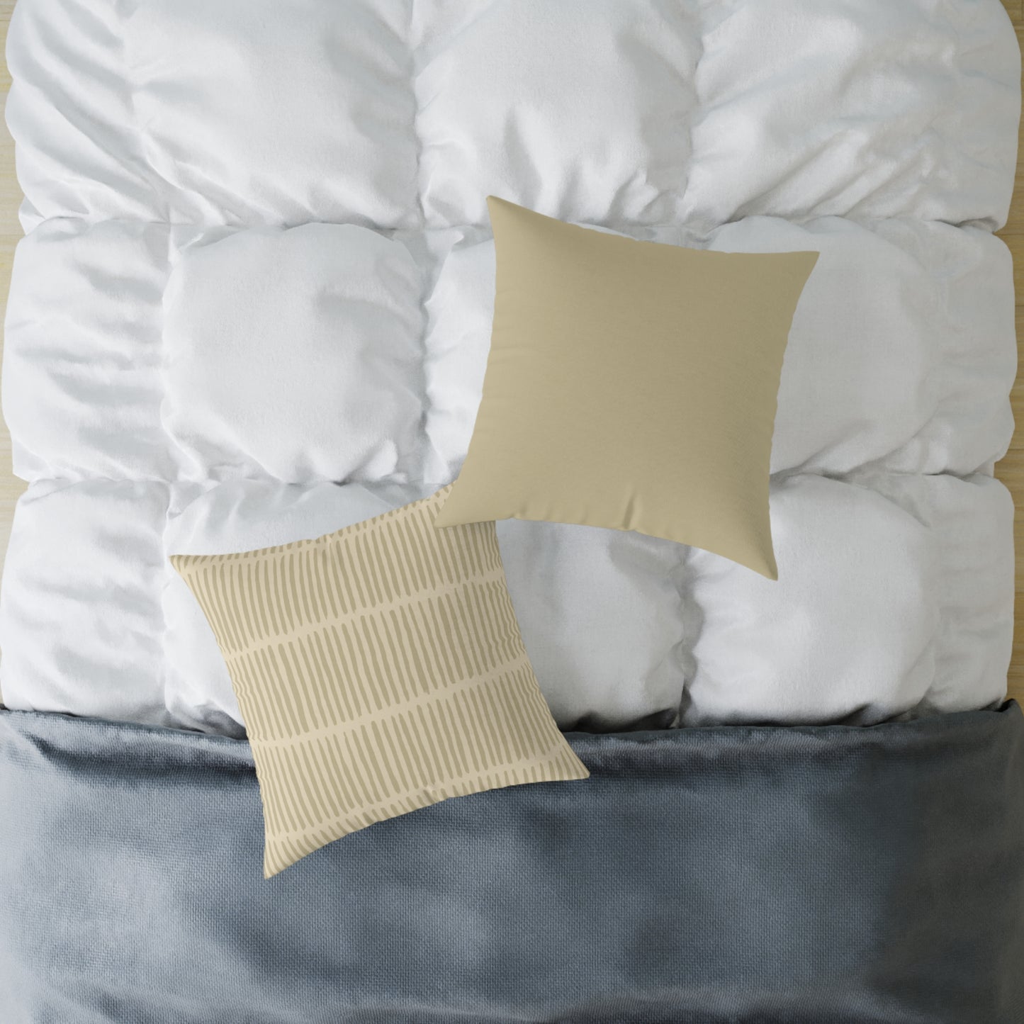 Loom Lines - Oat - Square Poly Canvas Pillow