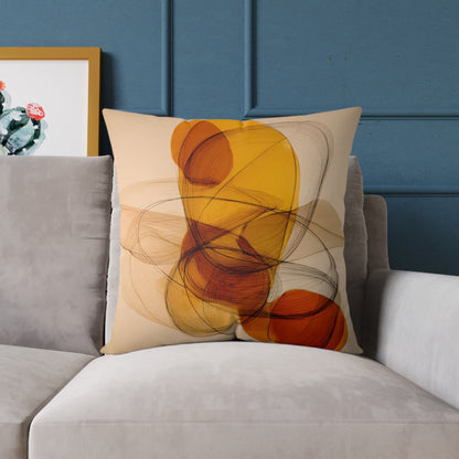 Amber Motion Orbit - Square Poly Canvas Pillow