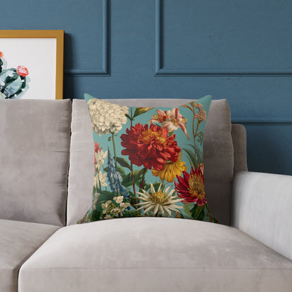 Scarlet & Ivory Floralscape - Square Poly Canvas Pillow
