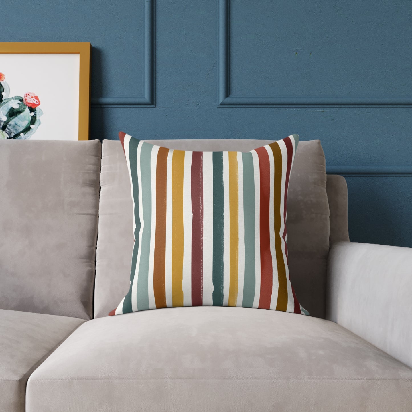 Earthbound Heritage Stripe - Square Poly Canvas Pillow