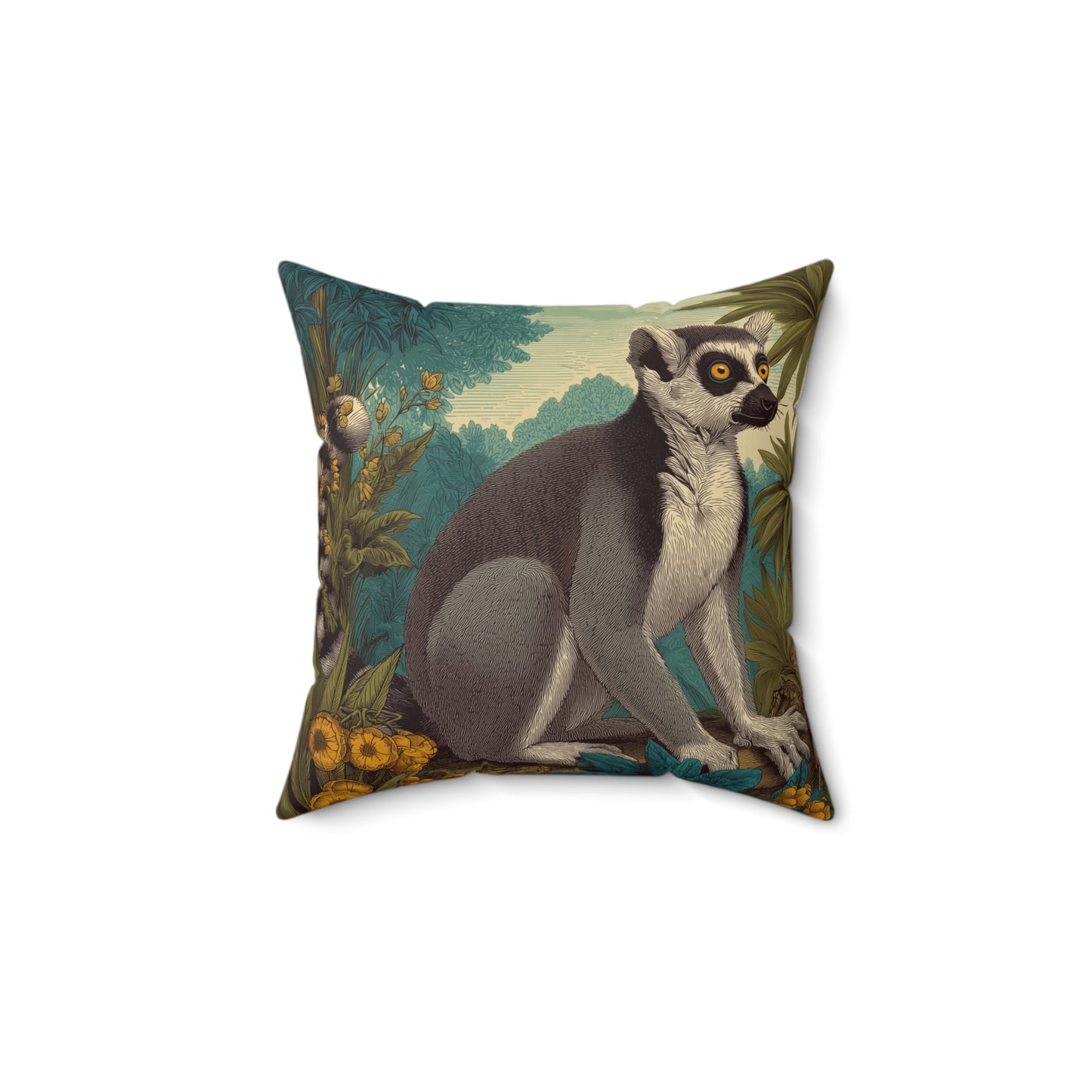 Sunset Grove Lemur - Faux Suede Square Pillow
