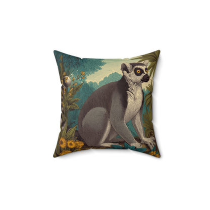 Sunset Grove Lemur - Faux Suede Square Pillow