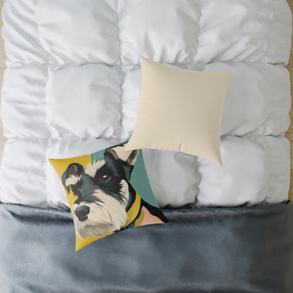 Schnauzer Style - Square Poly Canvas Pillow