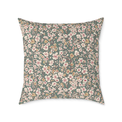 Soft Blush Field - Square Poly Canvas Pillow