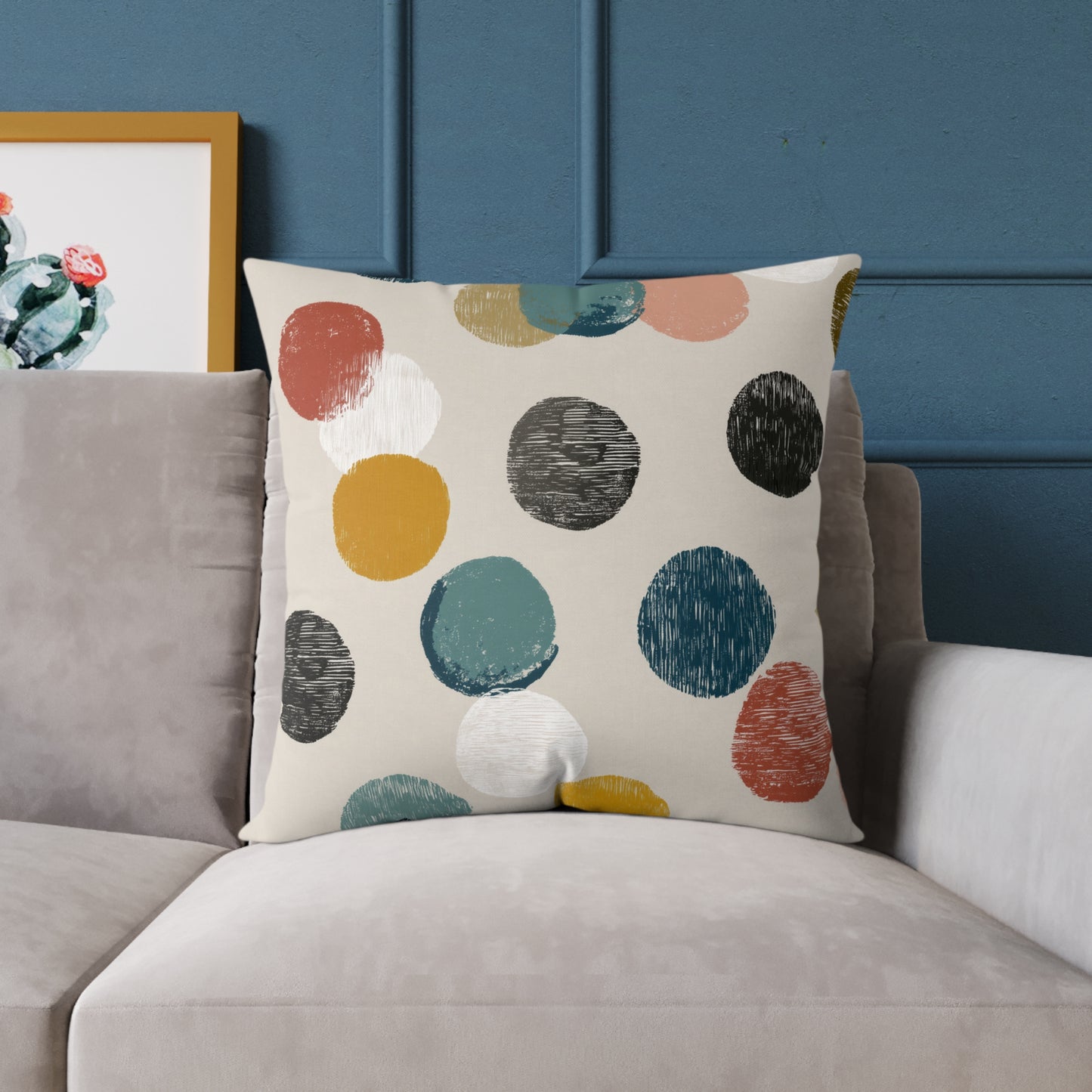 Soft Pebble Dots - Square Poly Canvas Pillow