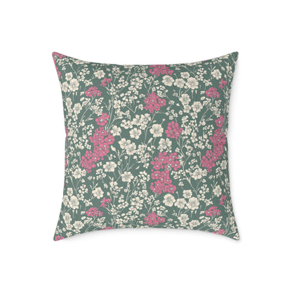 Wild Pink Meadow - Square Poly Canvas Pillow