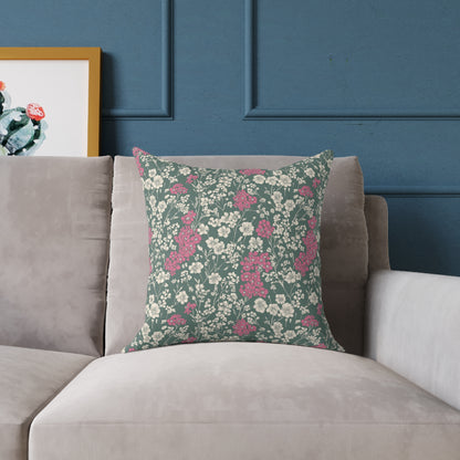 Wild Pink Meadow - Square Poly Canvas Pillow