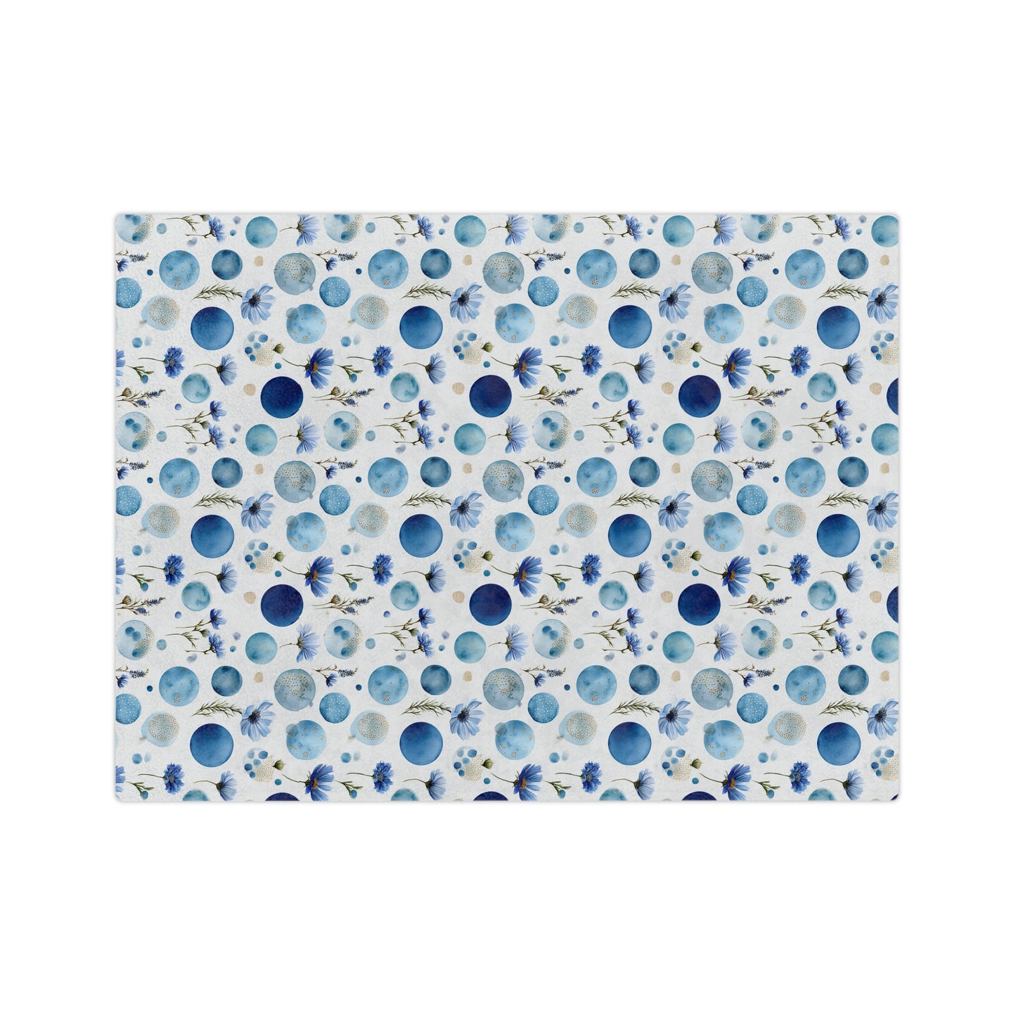 Blue Circle Flowers - Velveteen Microfiber Blanket