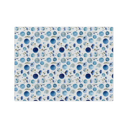 Blue Circle Flowers - Velveteen Microfiber Blanket