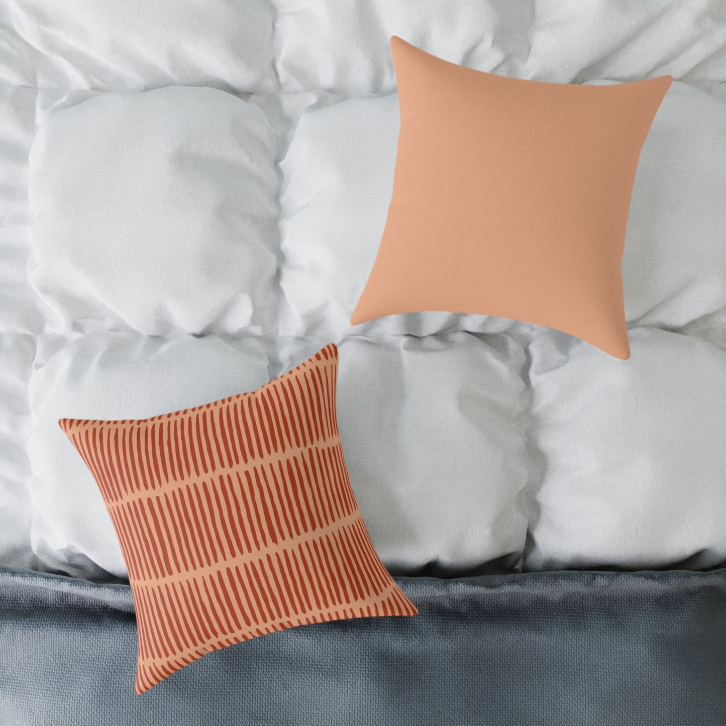 Loom Lines - Coral - Square Poly Canvas Pillow