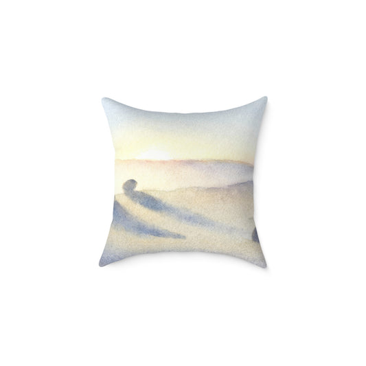 Morning Haze Field - Square Poly Canvas Pillow