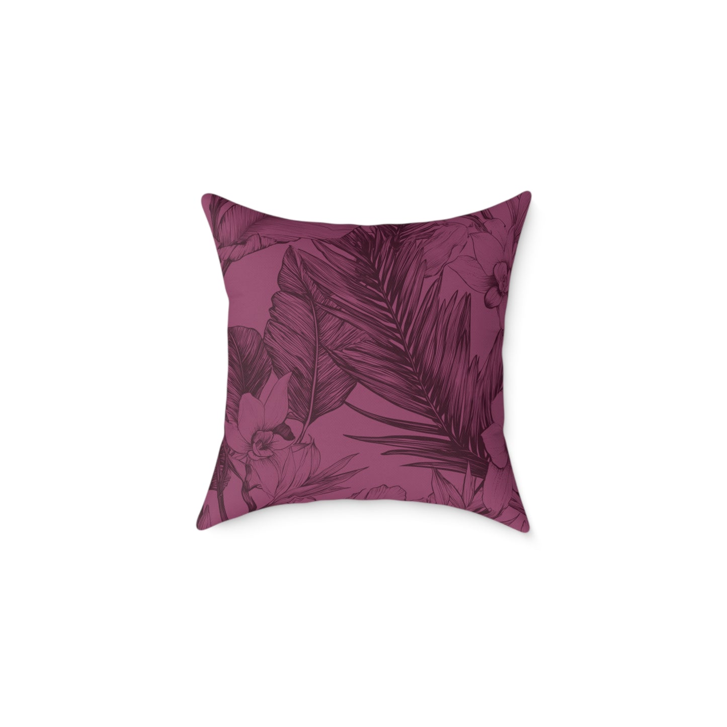 Mulberry Jungle Sketch - Square Poly Canvas Pillow