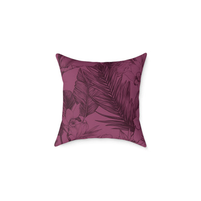 Mulberry Jungle Sketch - Square Poly Canvas Pillow