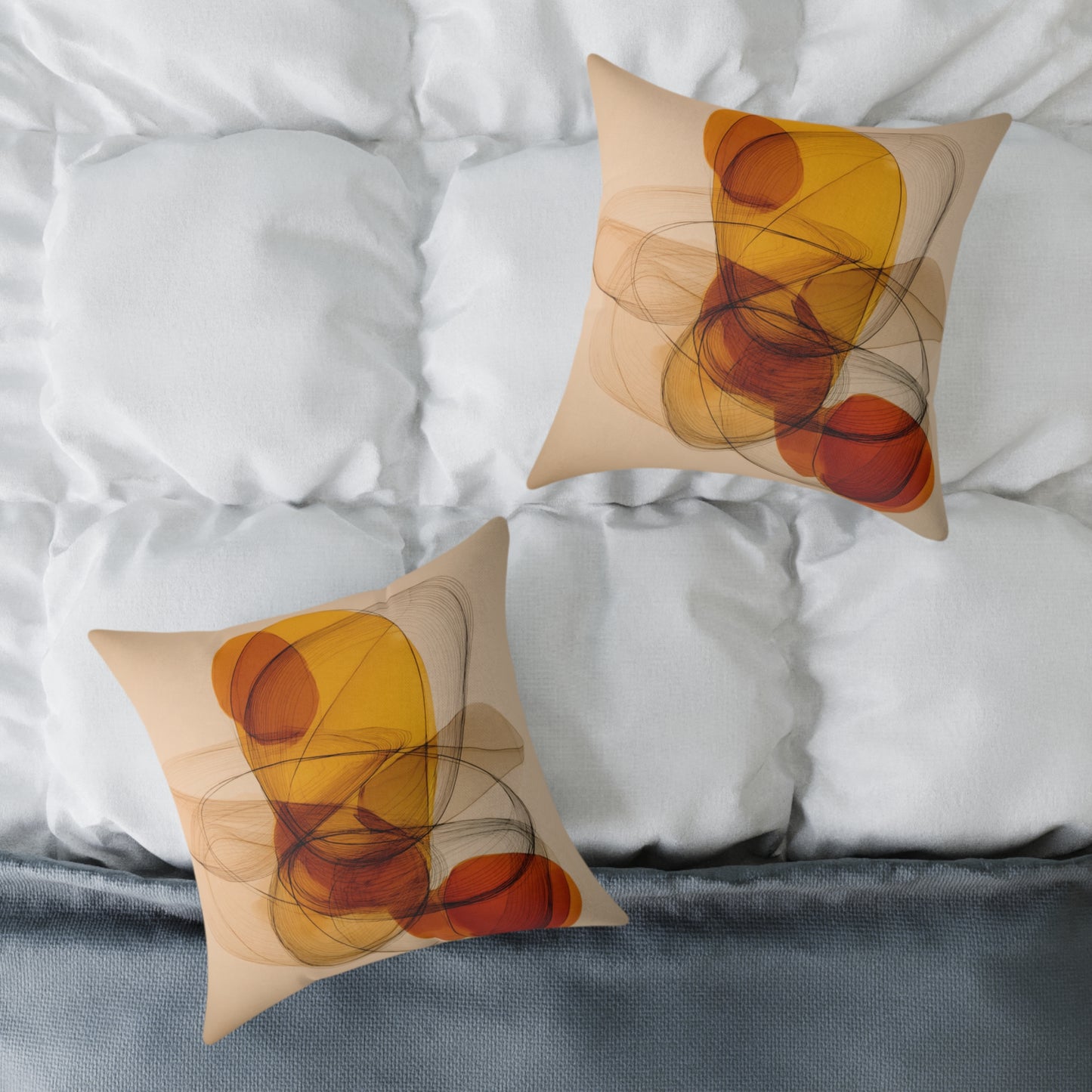 Amber Motion Orbit - Square Poly Canvas Pillow