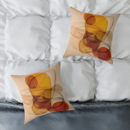 Amber Motion Orbit - Square Poly Canvas Pillow
