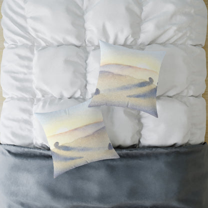 Morning Haze Field - Square Poly Canvas Pillow