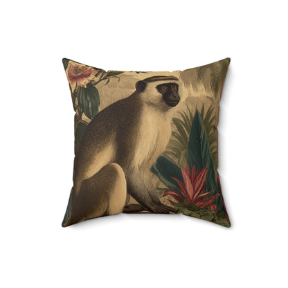 Tropical Vervet Retreat - Faux Suede Square Pillow