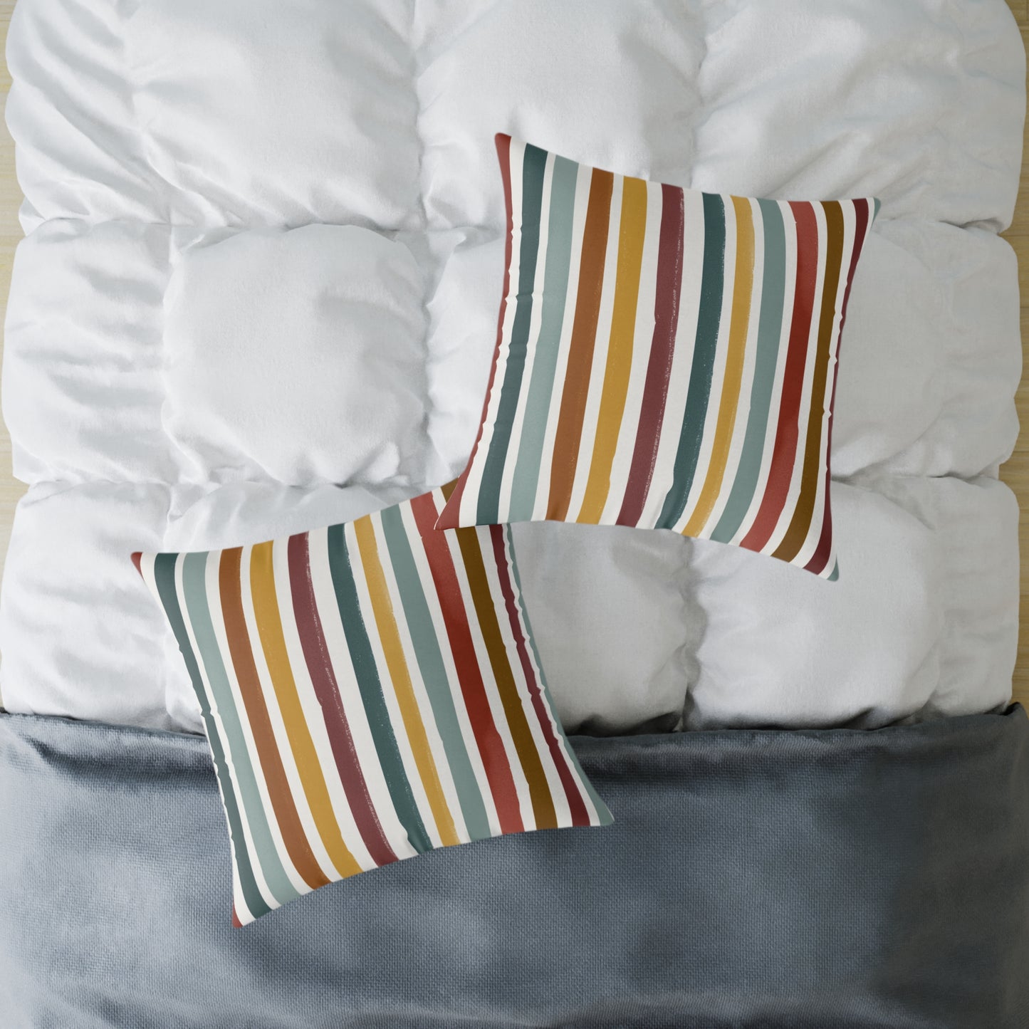 Earthbound Heritage Stripe - Square Poly Canvas Pillow