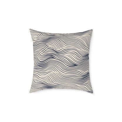 Ripple Drift – Navy - Square Poly Canvas Pillow
