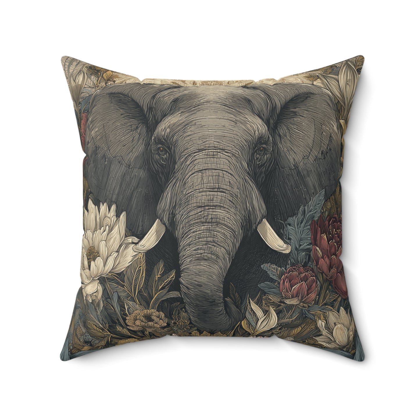 Elephant of the Ivory Grove - Faux Suede Square Pillow