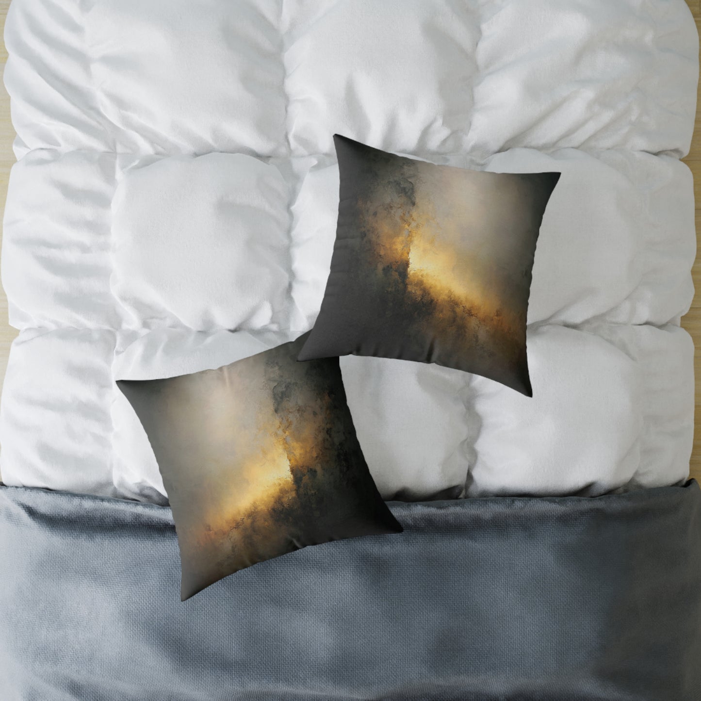 Eclipse Glow Shadow - Square Poly Canvas Pillow