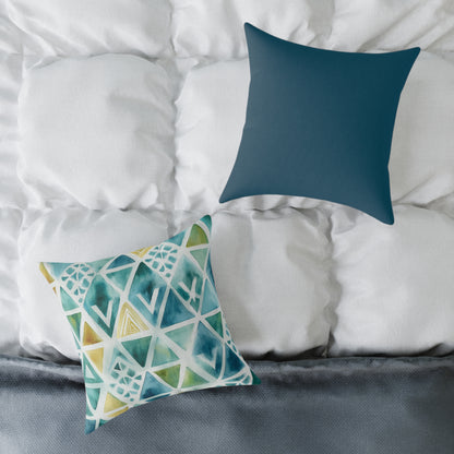 Capri Tidal Diamonds - Square Poly Canvas Pillow