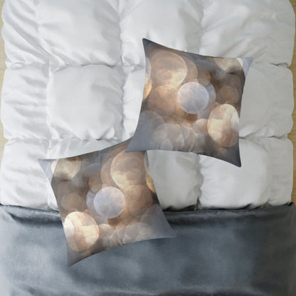 Silver Glow Bokeh - Square Poly Canvas Pillow