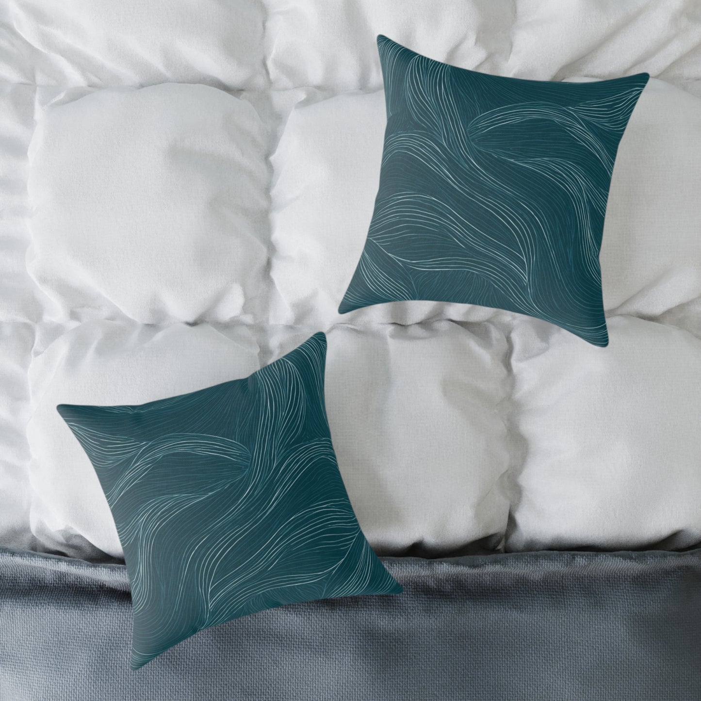 Ocean Current Lines - Square Poly Canvas Pillow