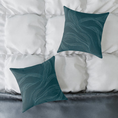 Ocean Current Lines - Square Poly Canvas Pillow