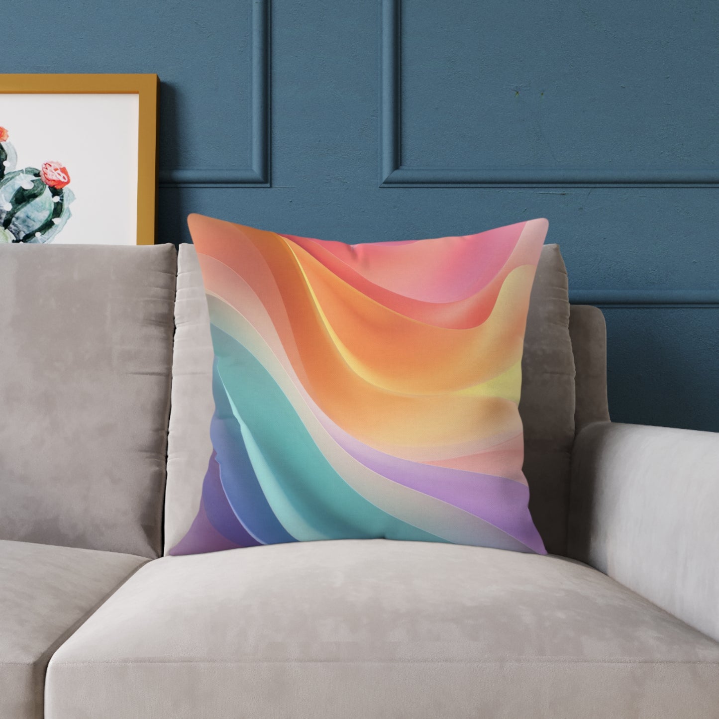 Aurora Ribbon Flow - Square Poly Canvas Pillow