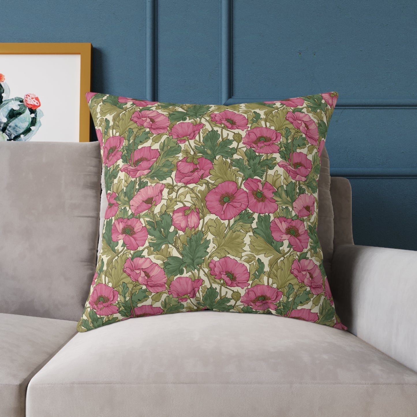 Roseleaf Garden Romance - Square Poly Canvas Pillow