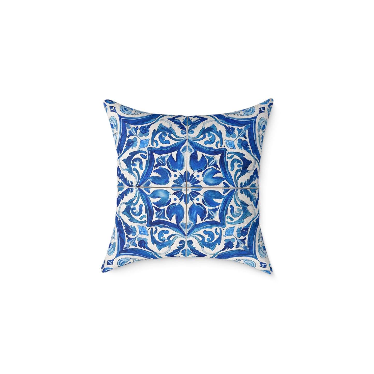 Blue Tile Haven - Square Poly Canvas Pillow