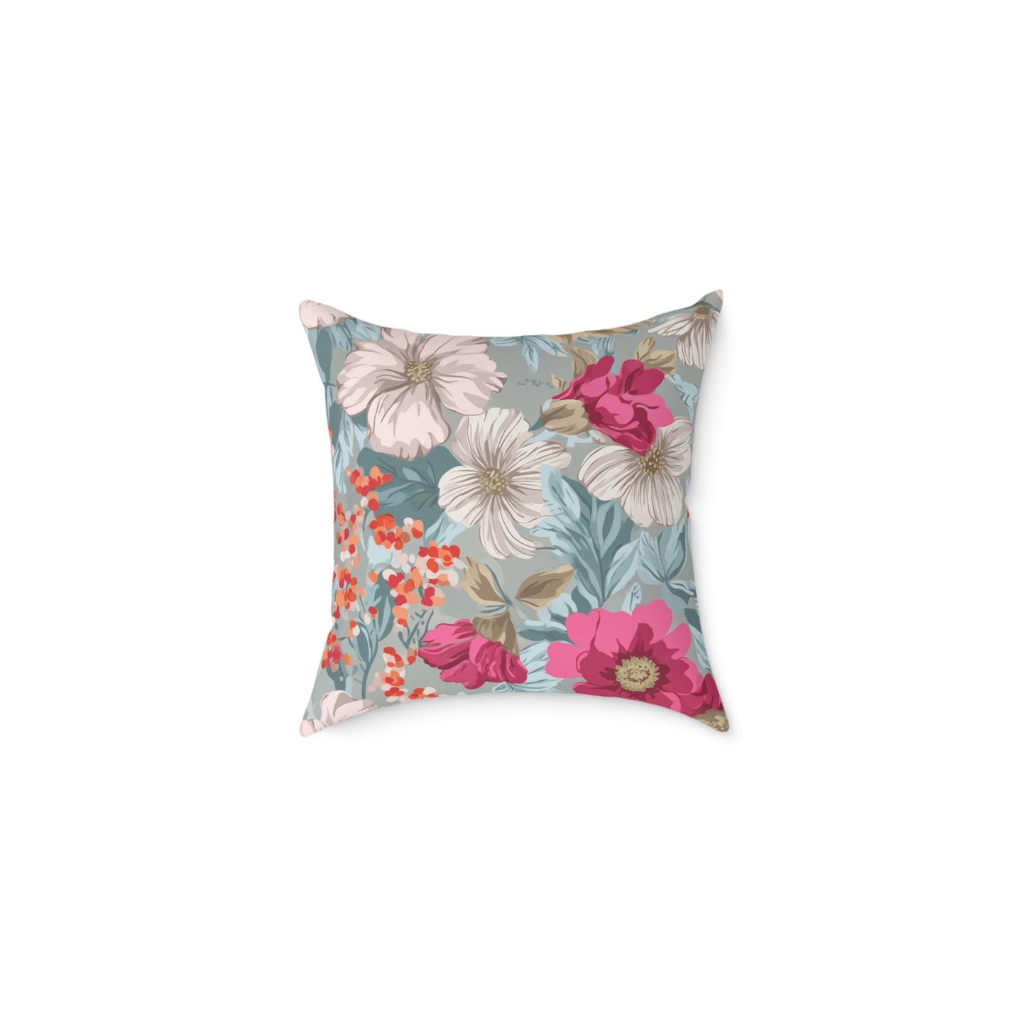 Pastel Meadow Symphony - Square Poly Canvas Pillow