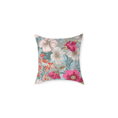 Pastel Meadow Symphony - Square Poly Canvas Pillow