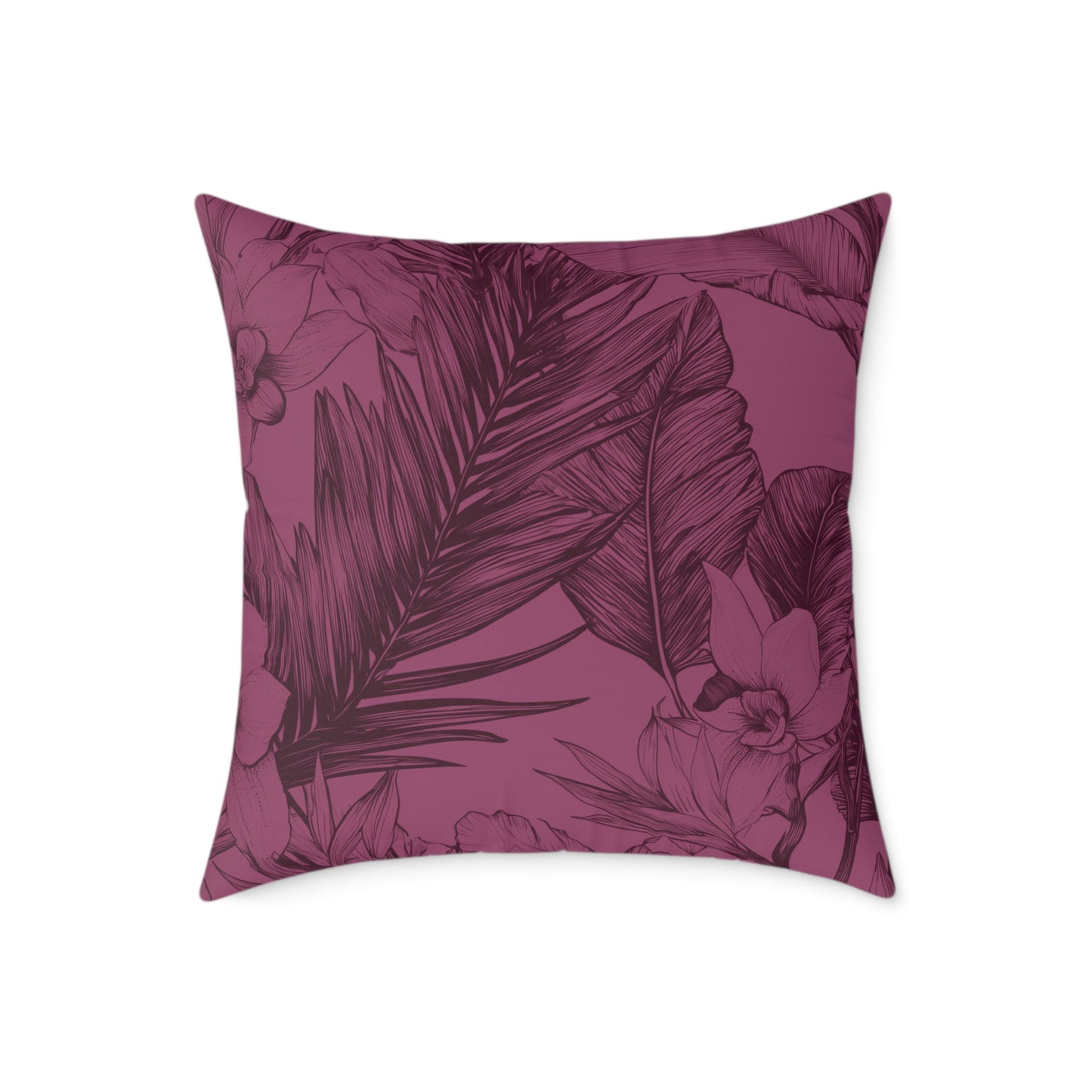 Mulberry Jungle Sketch - Square Poly Canvas Pillow