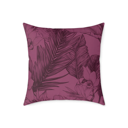 Mulberry Jungle Sketch - Square Poly Canvas Pillow