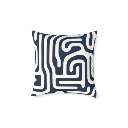 Labyrinth – Navy - Square Poly Canvas Pillow