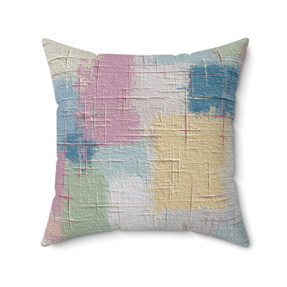 Soft Patch Pastels - Faux Suede Square Pillow