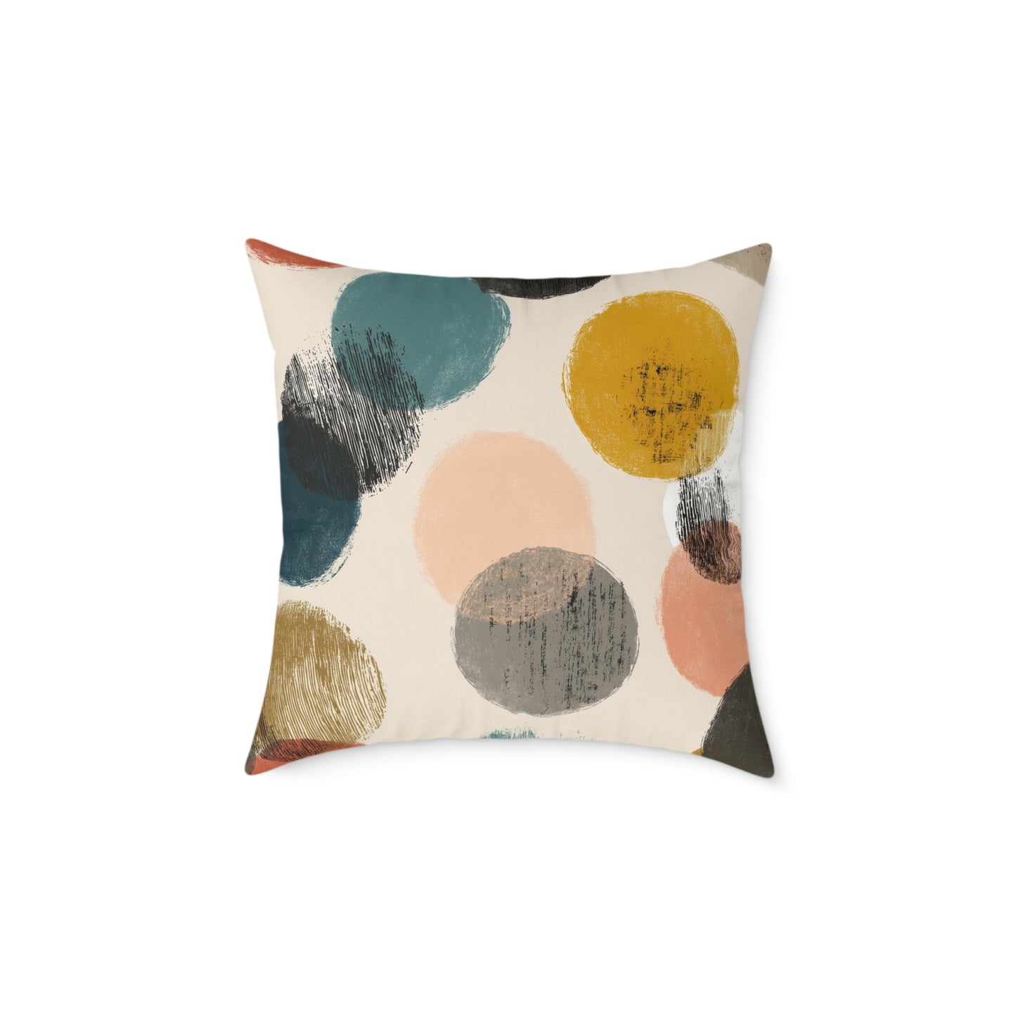 Retro Brushed Spots - Square Poly Canvas Pillow