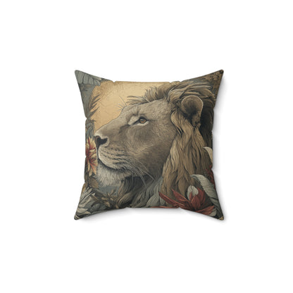 Regal Dawn Lion - Faux Suede Square Pillow