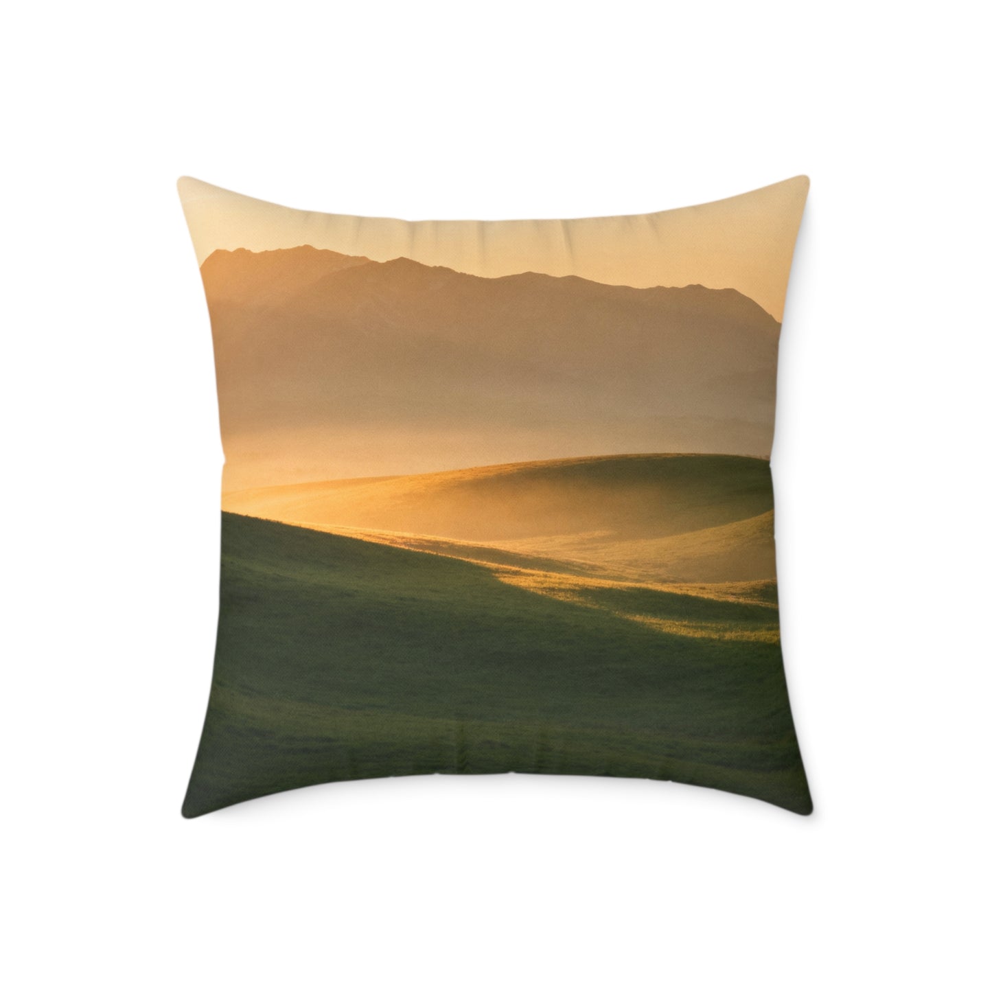 Sunset Valley Vista - Square Poly Canvas Pillow