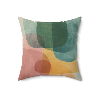 Soft Coral Blocks - Spun Polyester Square Pillow
