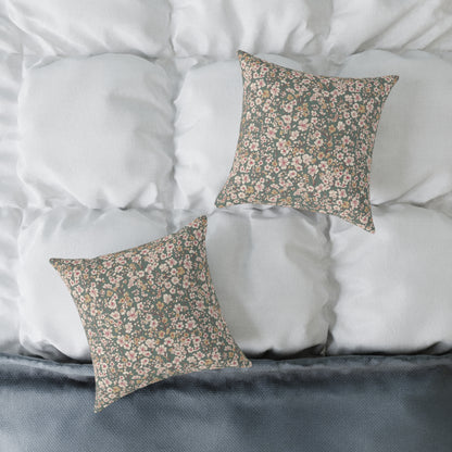 Soft Blush Field - Square Poly Canvas Pillow