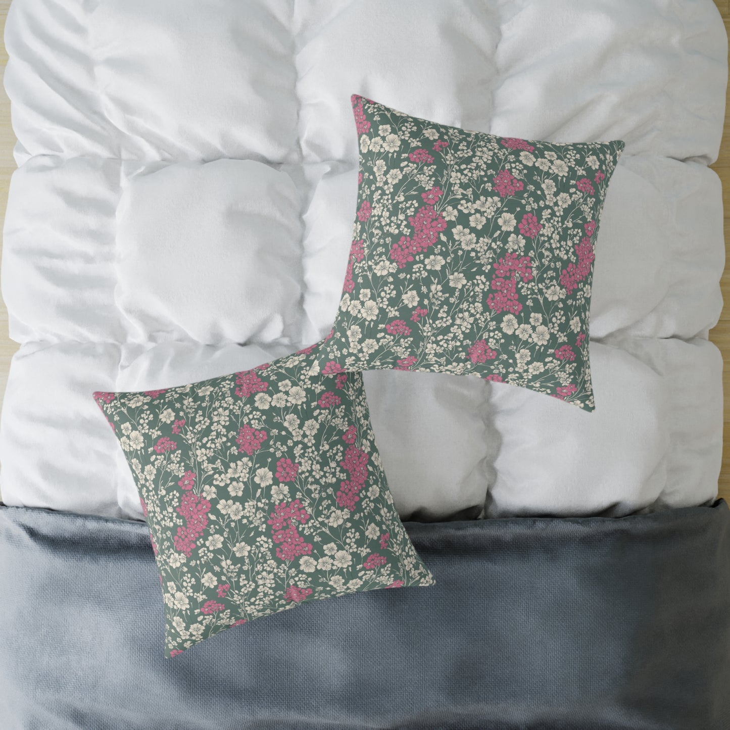 Wild Pink Meadow - Square Poly Canvas Pillow