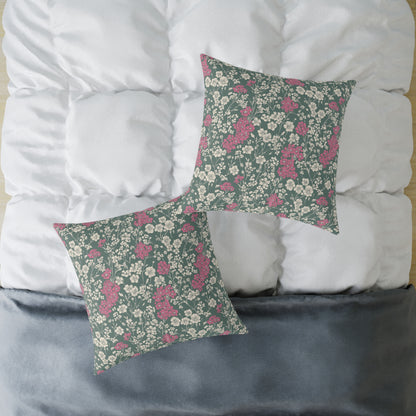 Wild Pink Meadow - Square Poly Canvas Pillow