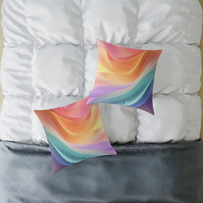 Aurora Ribbon Flow - Square Poly Canvas Pillow