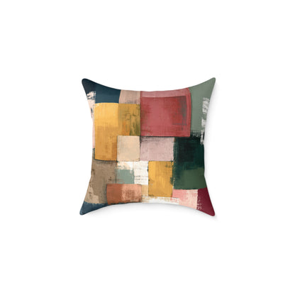 Harvest Block Mosaic - Square Poly Canvas Pillow