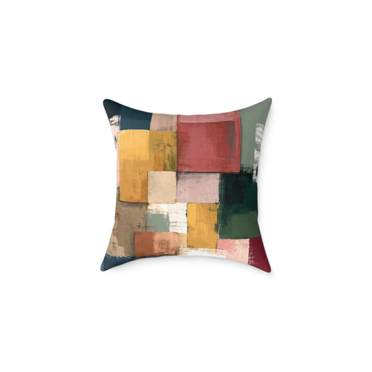 Harvest Block Mosaic - Square Poly Canvas Pillow